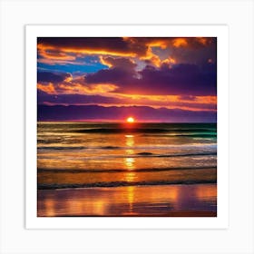 Sunset At The Beach 194 Art Print