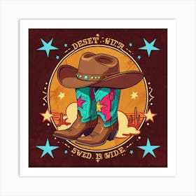 Desert Cowboy Boots Art Print