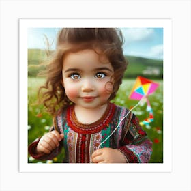 Little Girl With A Kite Art Print