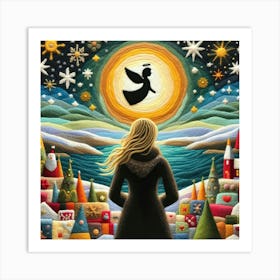 Blonde Women and Angel 5 Art Print