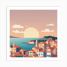 City At Sunset Art Print