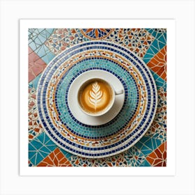 Coffee Cup On A Tiled Table Art Print