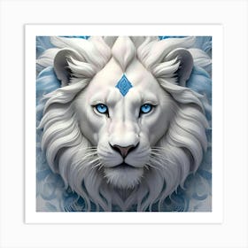 White Lion With Blue Eyes 1 Art Print