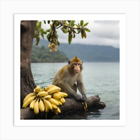 Monkey On Bananas Art Print
