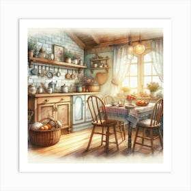 Kitchen Interior Illustration Art Print