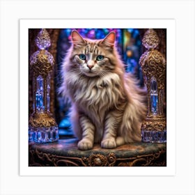 Cat In A Stained Glass Window Art Print