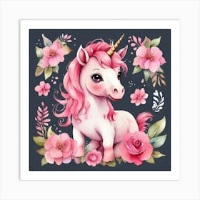 Pink Unicorn Art Print