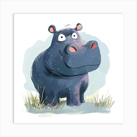 Charming Illustration Hippopotamus 1 Art Print