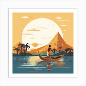 Egyptian Man In Boat Art Print