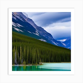 Mountain Lake In Banff National Park Art Print