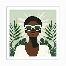 Portrait Of A Woman Wearing Sunglasses Art Print