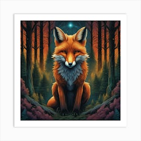 Fox In The Forest 34 Art Print