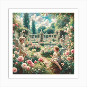 Angels In The Garden 2 Art Print