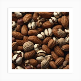 Nuts As A Background Perfect Composition Beautiful Detailed Intricate Insanely Detailed Octane Ren Art Print