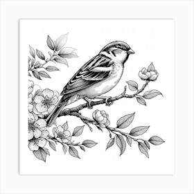 Line Art sparrow 1 Art Print