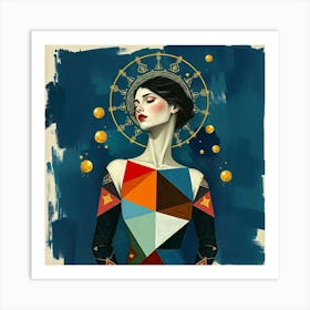 Woman In A Geometric Dress #2 Art Print