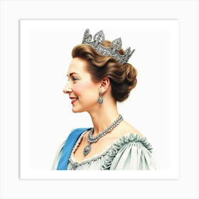 Watercolor Portrait Of Queen Elizabeth I, Exuding Grace And Majesty 1 Art Print