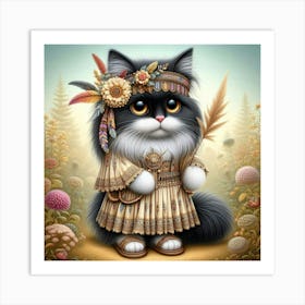 Kitty In Feathers Art Print