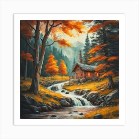 A peaceful, lively autumn landscape 14 Art Print