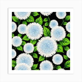 Chrysanthemums On Black Background 2 Art Print