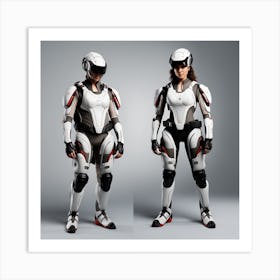 Two Women In Futuristic Suits Art Print