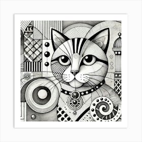 Stormy Paws City Cat Art Print