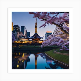 Cherry Blossoms In Tokyo 1 Art Print