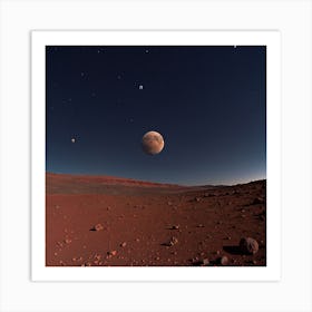 Mars And Moon Art Print