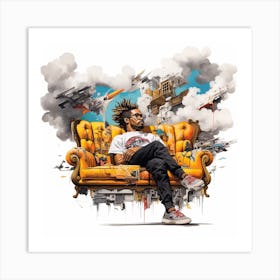 Man Sitting On A Couch Art Print