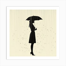 Woman In Rain Art Print