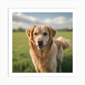 Golden Retriever Standing In A Field 1 Art Print