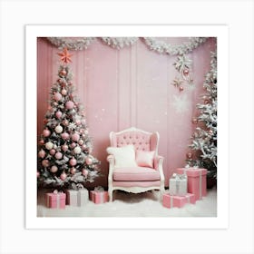 Pink Christmas Room 3 Art Print