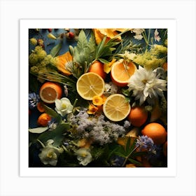 Flowers And Citrus 1 Art Print