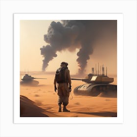 Soldier In The Desert 2 Art Print