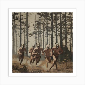 Men Running Redwoods 2 Fy S Art Print