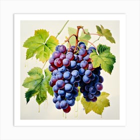 Vivid Grape Duet Watercolor Symphony Art Print