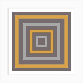 Geometric Squares Grey and Mustard Yellow Art Print