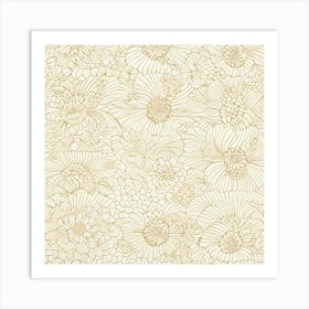 Beige Floral Pattern Art Print