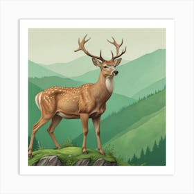 Majestic Stag Overlooking the Highlands Art Print