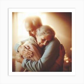 Senior Couple Hugging Art Print