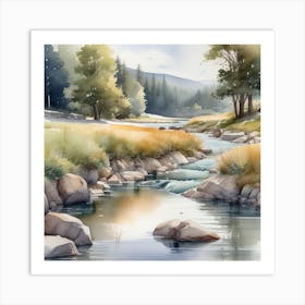 Watercolor Landscape Painting 1 Art Print