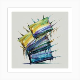 A group of paintings falling on top of each other Art Print