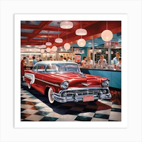 1950s Diner Scene Art Print