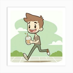 A Boy and his Iced Coffee Art Print