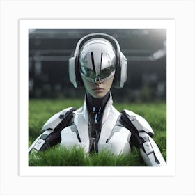 Futuristic Woman In Grass Art Print