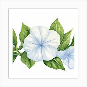 Watercolor Of Blue Flowers Art Print