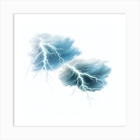 Two Clouds With Lightning Art Print
