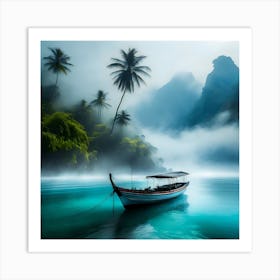 Firefly A Boat On A Beautiful Mist Shrouded Lush Tropical Island 12624 (2) Art Print