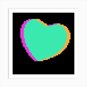 Mint Pixel Heart Square Art Print