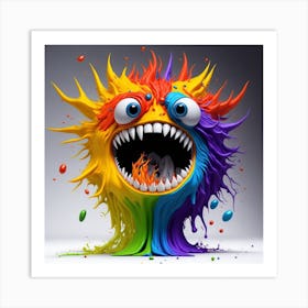 Leonardo Diffusion A 3d Hd Rainbow Splash Art Monster Face Bi 0 (3) Art Print